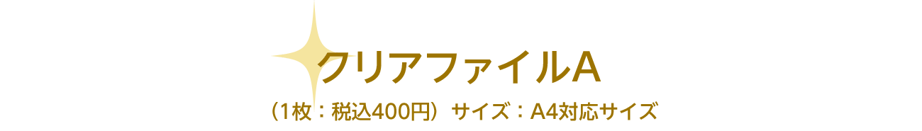 ＜深川先生＞クリアファイル　（1枚：税込400円）サイズ：A4対応サイズ